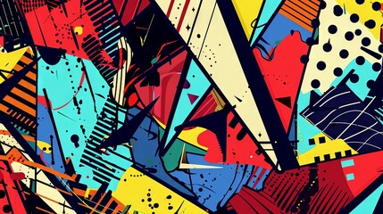 Colorful and playful comic-style abstract background with geometric shapes and patterns 