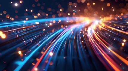 Obraz premium futuristic background. Fiber optic light lines, speed lines, data transmission, high-speed internet