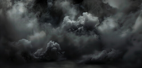 Fototapeta premium Smoke black ground fog cloud floor mist background.