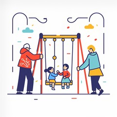 playing family icon in simple vector design and white background