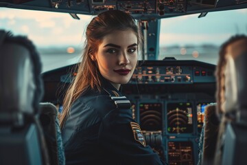 Fototapeta premium Woman in Pilots Seat