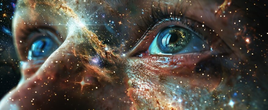Starseed Portrait with Cosmic Galaxy Eyes