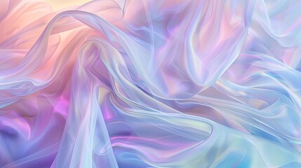 Fototapeta premium Mesmerizing image showcasing iridescent folds dancing against a soft pastel background