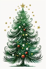 Fototapeta premium Stylized Line Art Christmas Tree