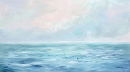 Pastel colored oil painting of a calm summer ocean