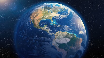 Obraz premium Realistic stunning view of the globe from space