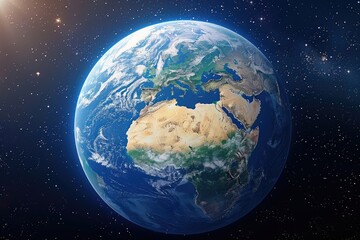 Realistic stunning view of the globe from space