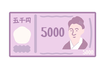 2024年改訂の日本の新札-新しい五千円札紙幣