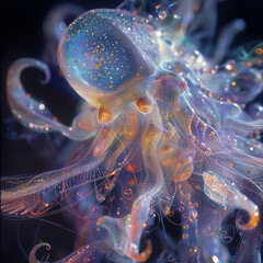 shimmering surreal jellyfish under the sea