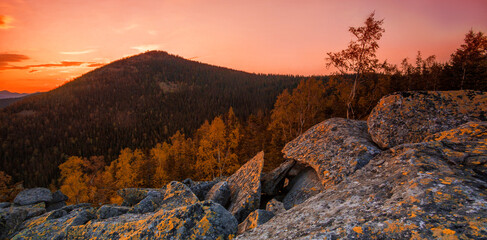 ridge in Gorgany, Carpathian mountains, Ukraine, Europe, amazing autumn scenery, scenic sunset view in the mountains...exclusive - this image is sell only on Adobe stock