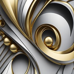 waves abstract background with gold and gray 