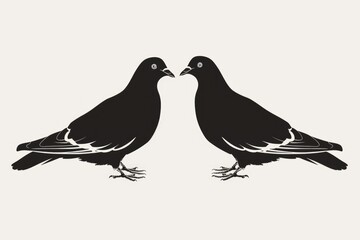 Obraz premium Pair of Pigeons in Silhouette