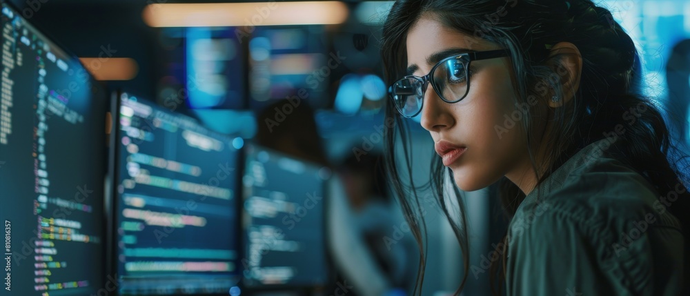 Poster work is being done by a diverse team of professionals including: an indian it programmer working on 