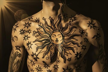 Sun and stars boho design