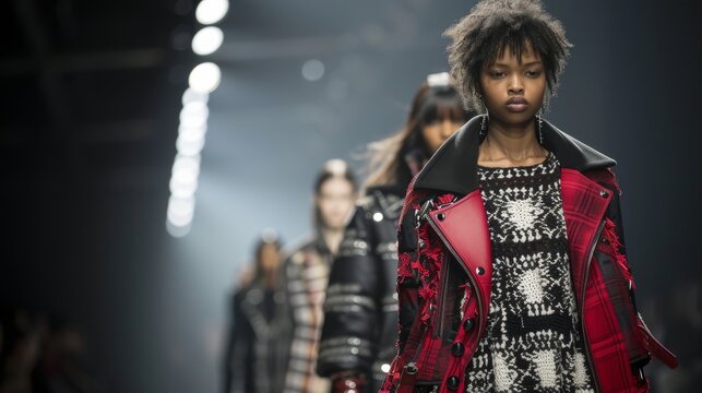 Modelle che sfilano in passerella in abiti di alta moda