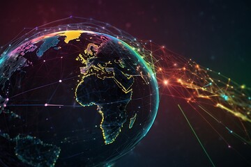 Obraz premium Global Connectivity Abstract Globe with Interconnected