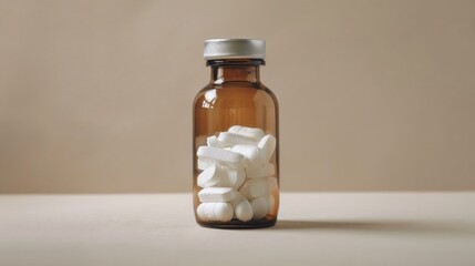 Sleep Pills Concept with White Pillows in a Medical Bottle