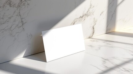 Minimalist White Card on Marble Background with Natural Light
