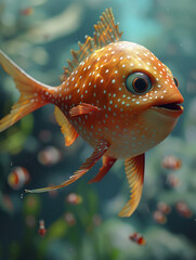 fish, 3D, illustration, children, underwater, ocean, sea, colorful, cartoon, aquatic, marine, swimming, fins, scales, cute, tropical, water, creatures, creatures, animals, animation, playful, lively, 