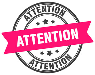 attention stamp. attention label on transparent background. round sign