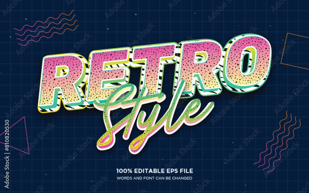 Fototapete retro style 3d editable text style effect