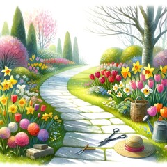 garden path in spring