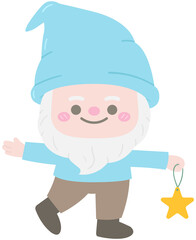 Kids hand drawn cute spring garden gnomes dwarfs characters