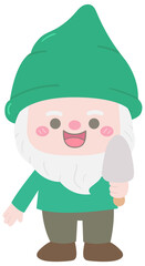 Kids hand drawn cute spring garden gnomes dwarfs characters