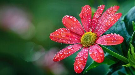 Flower with dew outdoors