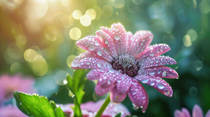 Flower with dew outdoors