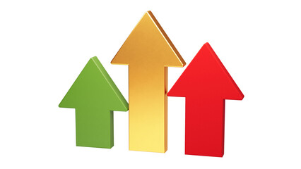 3d arrows up red green gold