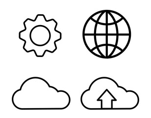 クラウド　歯車　地球　アイコン素材セット