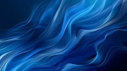 Dark blue tissue develops against blue background. The elegant shape of the fabric creates wave effect.