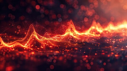 Intense close-up of a digital heart rate monitor. Its lines and waves form an abstract pattern that represents the rhythm of life.