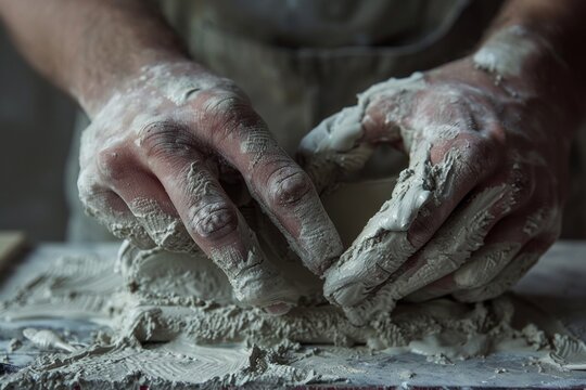Someone is making a bowl out of clay with their hands