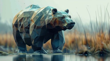 A geometric low poly animal.Bear