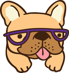 Cute Cartoon French Bulldog Head Character