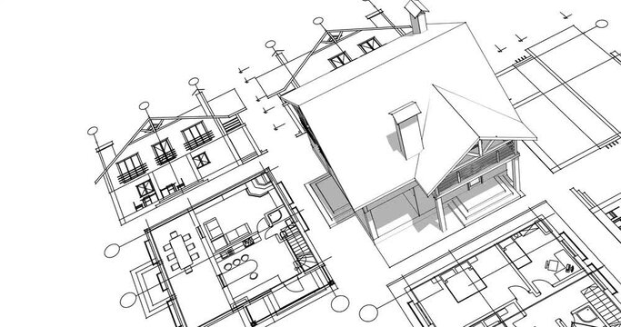  residential architecture plan 3D rendering