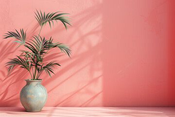 Coral Oasis Empty Room with Palm Accents
Virtual Tranquility Coral Wall Palm Vase 3D Render
Tropical Serenity Coral Background with Palm Vase
Empty Space Elegance Coral Wall with Palm Déco