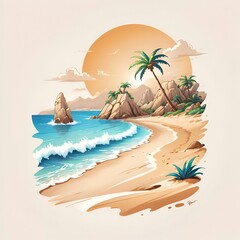 Obraz premium tropical island with palm trees