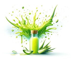 Illustration of Aloe vera juice - obrazy, fototapety, plakaty