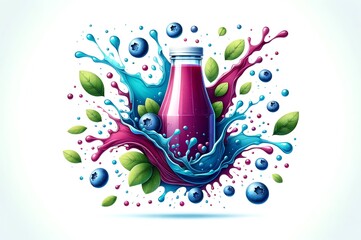 Illustration of Blueberry juice - obrazy, fototapety, plakaty