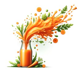 Illustration of Carrot juice - obrazy, fototapety, plakaty