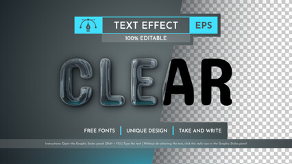 Clear Editable Text Effect, Graphic Style. Vector Mockup and Template. Slogan and Brand Company.