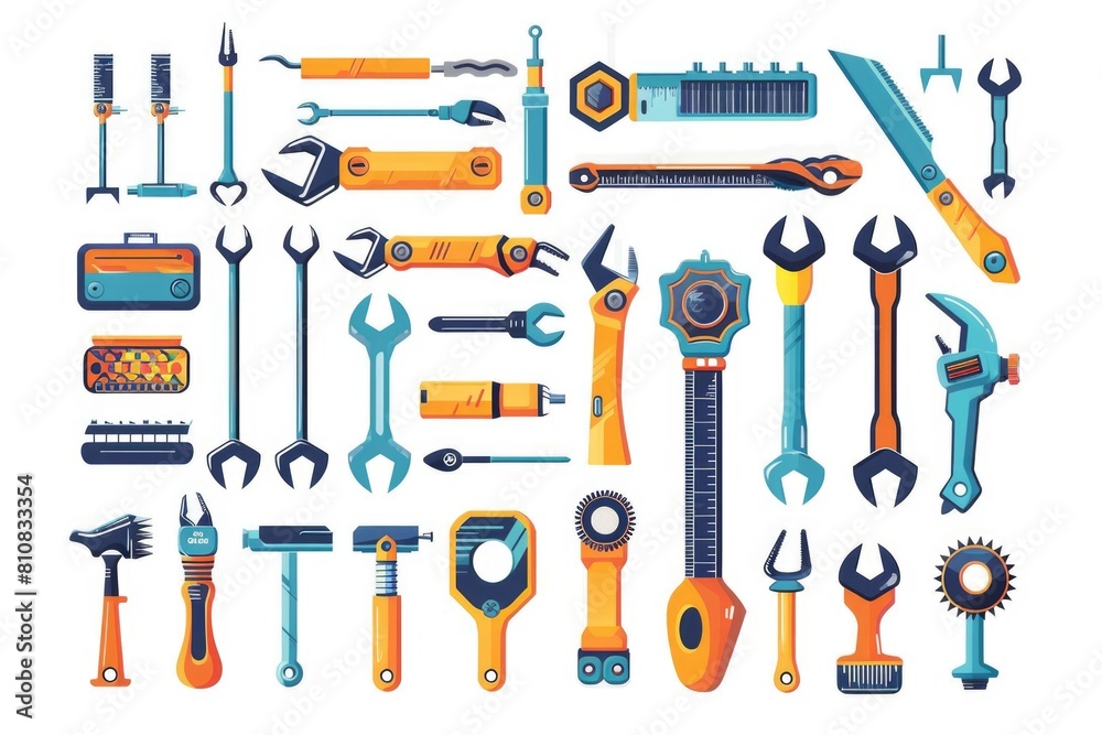 Poster various tools arranged in a circular pattern. suitable for industrial, construction, or diy concepts