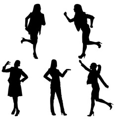 Silhouette of businesswoman wearing business suit blazer outfit in expressive gesture pose