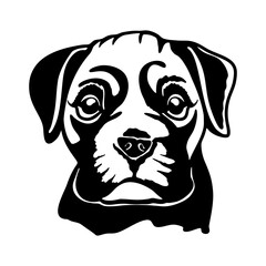 Boxer Puppy - Funny Dog, Vector File, Cut Stencil for Tshirt