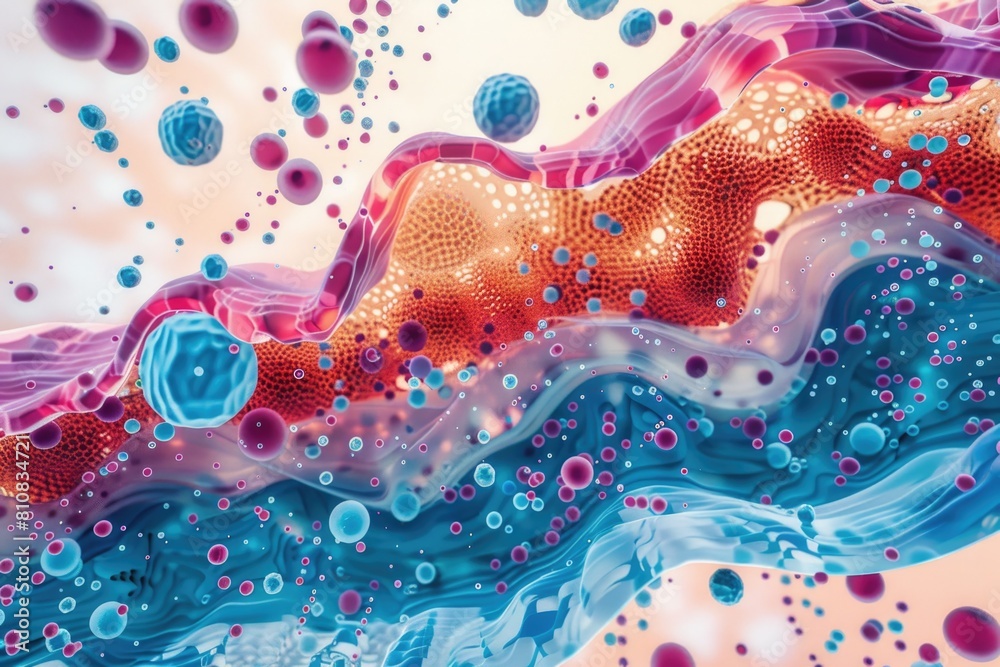 Poster close up view of a painting depicting water and bubbles. suitable for artistic projects
