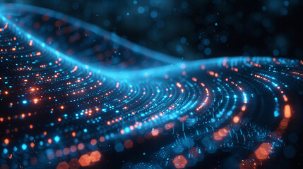Obraz premium An optimal digital backdrop for tech ops, neural networks, AI, data transmission, encryption, archives, and scientific research enables seamless innovation and robust data handling.