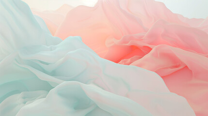 Obraz premium A pastel shade abstract design on a plain white background, creating a serene and elegant atmosphere. This background material features minimalist aesthetics and digital vibes, with floating elements 